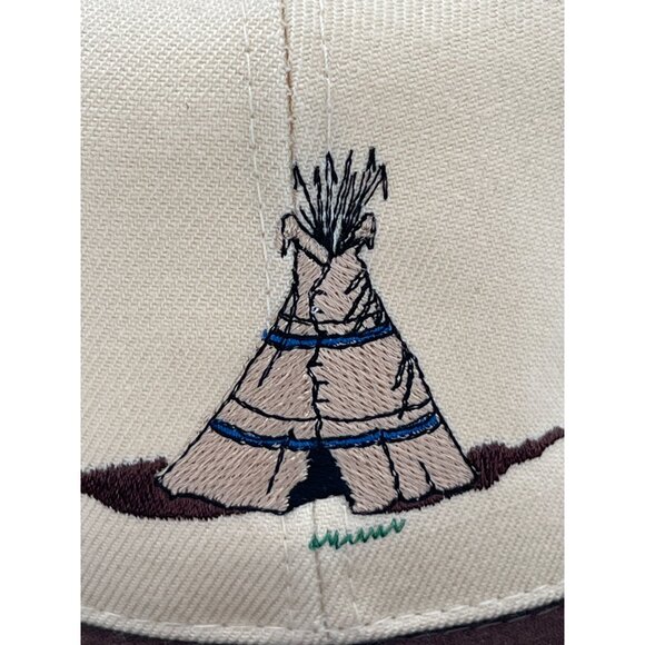 All Indians Rendezvous Beige & Brown Teepee Embroidered Snapback Cap - Picture 9 of 9